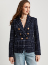 Жакет приталенный из твида oodji для Женщины (синий), 11203177-3/51965/7975C