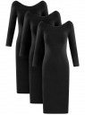 Комплект платьев с вырезом-лодочкой (3 штуки) oodji для Женщины (черный), 14017001T3/47420/2900N