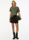Футболка вареная с принтом oodji для Женщины (зеленый) Футболка вареная с принтом oodji для Женщины (зеленый), 14701117-39/47885N/6629P