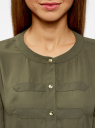 Блузка шифоновая в стиле милитари oodji для Женщины (зеленый), 11411062-1/43291/6800N