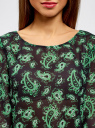 Блузка принтованная из шифона oodji для Женщины (зеленый), 21404007-5/17358/7962E