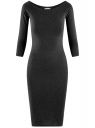 Платье облегающее с вырезом-лодочкой oodji для женщины (серый), 14017001-1B/37809/2500M