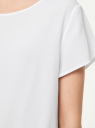 Блузка прямого силуэта с коротким рукавом oodji для женщины (белый), 11411138-5B/50825/1000N