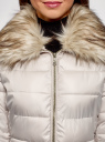Куртка стеганая с отстегивающимся искусственным мехом на воротнике oodji для Женщины (бежевый), 20204041-4/24176/2000N