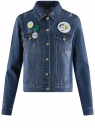 Куртка джинсовая со значками oodji для женщины (синий), 11109031/46654/7900W