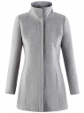 Пальто с воротником-стойкой и отделкой из искусственной кожи oodji для Женщины (серый), 20104020-1/43765/2000M