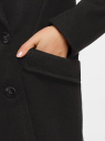 Пальто двубортное свободного силуэта oodji для Женщины (черный), 20100108-2/31315/2900N