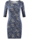 Платье трикотажное облегающего силуэта oodji для женщины (синий), 14001121-4B/46943/7541F