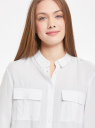 Блузка базовая из вискозы с нагрудными карманами oodji для Женщина (белый), 11411127B/26346/1200N