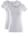 Комплект из двух базовых футболок oodji для женщины (белый), 14701008T2/46154/1000N