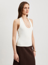 Топ-халтер трикотажный oodji для Женщины (белый), 24315014/45297/1200N
