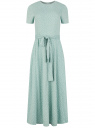 Платье миди из вискозы с поясом oodji для Женщины (зеленый), 14011090/50975/6512D