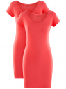 Комплект из двух трикотажных платьев oodji для женщины (розовый), 14001182T2/47420/4D00N