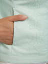 Куртка из искусственной кожи с цветочной вышивкой oodji для Женщины (зеленый), 10304290/18432/6500N