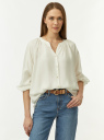 Блузка свободного силуэта с V-образным вырезом oodji для Женщины (белый), 21414006/52977/1200N