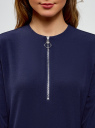 Блузка из плотной ткани c молнией oodji для женщины (синий), 21400372/42888/7900N