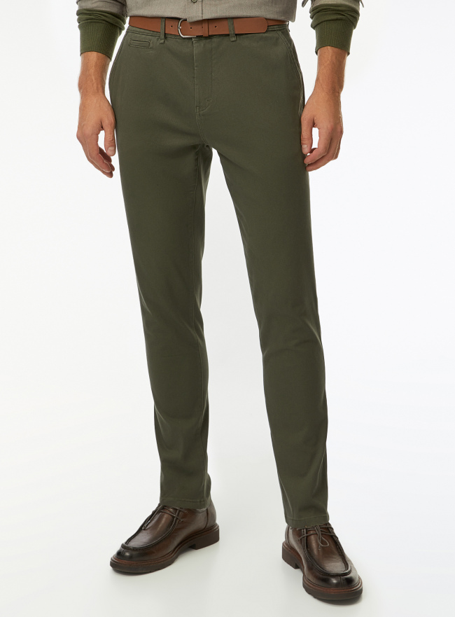 Брюки хлопковые зауженные oodji для Мужчины (зеленый) Брюки хлопковые зауженные oodji для Мужчины (зеленый), 2B150149M-1/39622N/6804N