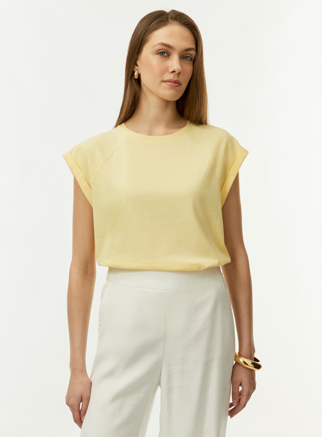 Футболка хлопковая oodji для Женщины (желтый), 14707001-4B/46154/5202N
