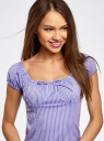 Платье хлопковое со сборками на груди oodji для Женщина (фиолетовый), 11902047-2B/14885/8010S
