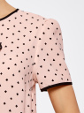 Блузка с коротким рукавом и контрастной отделкой oodji для женщины (розовый), 11401254/42405/4029G