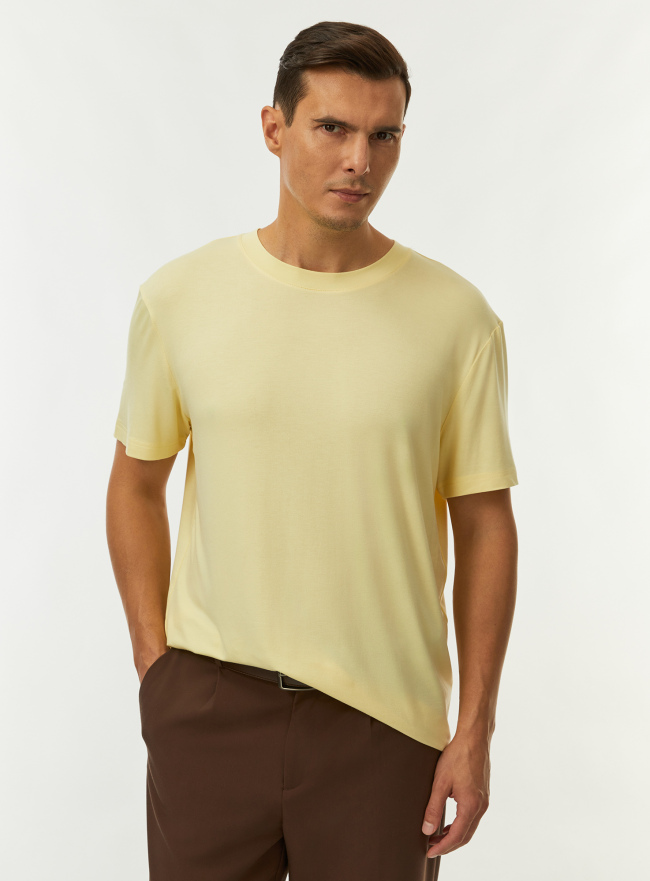Футболка прямая из вискозы oodji для Мужчины (желтый) Футболка прямая из вискозы oodji для Мужчины (желтый), 5L641001I-43/49998/5201N