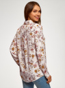 Блузка с нагрудными карманами и регулировкой длины рукава oodji для женщины (бежевый), 11400355-10B/42540/3319F