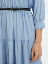 Платье миди с ремнем oodji для женщины (синий), 11913061-2/51156/7000N