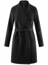 Пальто без застежки с поясом oodji для женщины (черный), 10104042/46315/2900N