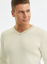 Пуловер прямого силуэта из хлопка oodji для Мужчины (белый), 4L212181M/51655/1235B
