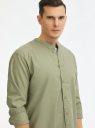 Рубашка хлопковая с воротником-стойкой oodji для мужчины (зеленый), 3L330008M/50866N/6601N