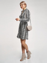 Платье из струящейся ткани с поясом oodji для Женщина (серый), 11913062/26346/2029A