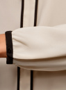 Блузка прямого силуэта с завязками oodji для Женщина (бежевый), 11401267/42405/3329B