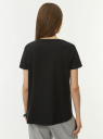 Футболка хлопковая с коротким рукавом oodji для Женщины (черный) Футболка хлопковая с коротким рукавом oodji для Женщины (черный), 14701119/44135N/2900N