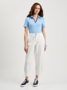 Поло хлопковое в рубчик с контрастной отделкой oodji для Женщины (синий), 29311002/50084/7000N