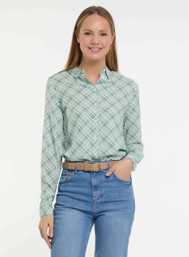 Блузка базовая из вискозы oodji для женщины (зеленый), 11411136B/26346/6012C