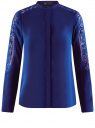 Блузка свободного силуэта с кружевной отделкой oodji для Женщина (синий), 21411087/36215/7500N