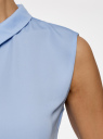 Блузка базовая без рукавов с воротником oodji для Женщины (синий), 11411084B/43414/7001N