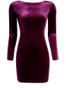 Платье прилегающего силуэта из бархата oodji для женщины (фиолетовый), 14000165/46056/8800N