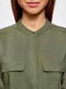 Блузка вискозная с регулировкой длины рукава oodji для Женщина (зеленый), 11403225-2B/26346/6900N