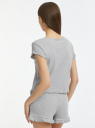 Пижама хлопковая с шортами oodji для женщины (серый), 56002236-1/47664N/2000M