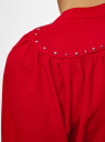 Блузка свободного силуэта с декором на плечах oodji для женщины (красный), 11411126/45873/4500N