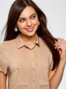 Блузка из вискозы с нагрудными карманами oodji для женщины (бежевый), 11400391-3B/24681/3300N