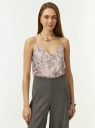 Топ на бретелях из струящейся ткани oodji для Женщины (серый), 14901426/50157/204AF