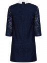Платье кружевное с контрастным воротником oodji для женщины (синий), 11911008/45945/7900N