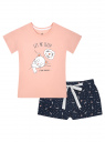 Пижама принтованная с шортами oodji для женщины (розовый), 56002213-3/44135N/5479P