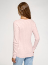 Джемпер фактурной вязки в мелкую косичку oodji для женщины (розовый), 73812624-2B/49296/4000M
