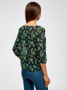 Блузка принтованная из шифона oodji для Женщины (зеленый), 21404007-5/17358/7962E