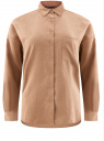 Рубашка прямого силуэта из фактурной ткани oodji для женщины (бежевый), 13L11022/49391/3500N