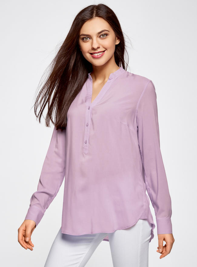 Блузка базовая из вискозы oodji для Женщины (фиолетовый), 21412129-1/24681/8000N