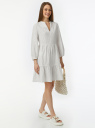 Платье ярусное из смесового льна oodji для Женщины (белый), 12C11012/16009/1229S